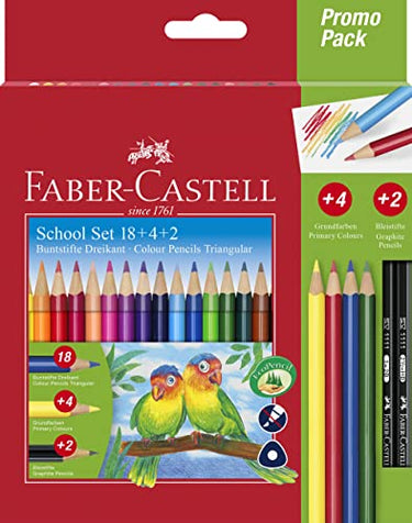 FABER-CASTELL 201597 - Buntstifte Set Colour Grip dreikant, 24-teilig, inkl. Bleistifte, für Kinder und Erwachsene im Sale